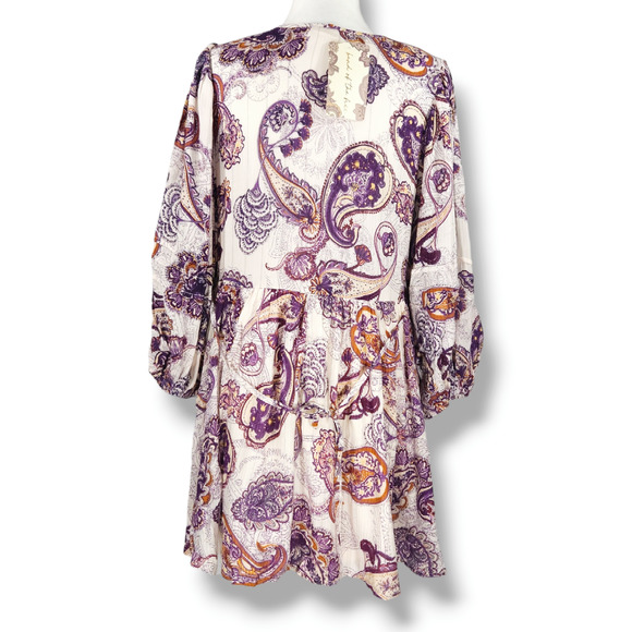 Band of the Free Lyonnette Paisley Boho Cottagecore Mini Dress S Puff Sleeve NWT - Picture 4 of 10